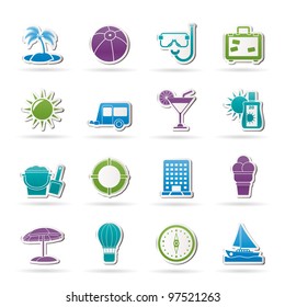 Vacation and holiday icons - vector icon set