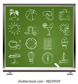Vacation and holiday icons - vector icon set