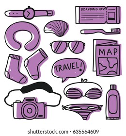 Vacation and holidays object in hand drawn doodle