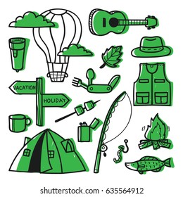 Vacation and holidays object in hand drawn doodle