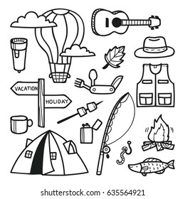 Vacation and holidays object in hand drawn doodle