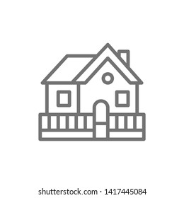 Vacation Home, Country House Line Icon.