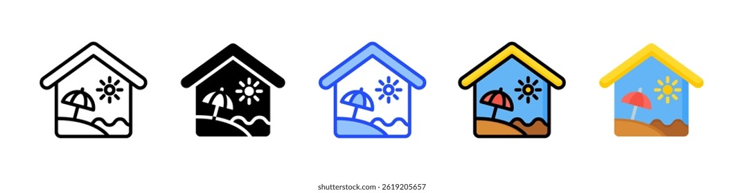 Colección de iconos de casa de vacaciones con múltiples estilos