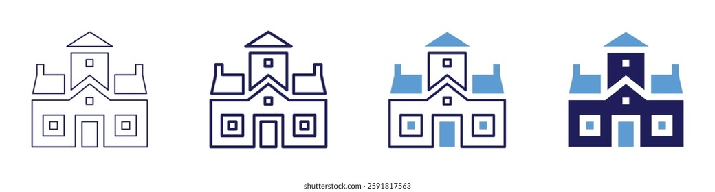 Vacation homes for sale icon in 4 different styles. Thin Line, Line, Bold Line, Duotone. Duotone style. Editable stroke.