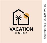 Vacation House logo. Palm House Homestay vector