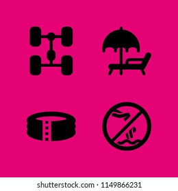 vacation icon. 4 vacation set with sunbed, car, swimming pool and pool vector icons for web and mobile app