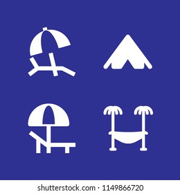 vacation icon. 4 vacation set with sunbed, beach and trip vector icons for web and mobile app
