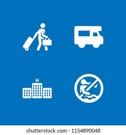 vacation icon. 4 vacation set with trip, swimming pool, tourism and travel vector icons for web and mobile app