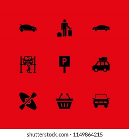 vacation icon. 9 vacation set with kayak, basket, guest and car vector icons for web and mobile app