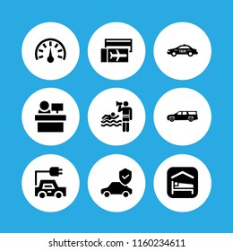 vacation icon. 9 vacation set with suv, hotel, life guard and accomodation vector icons for web and mobile app