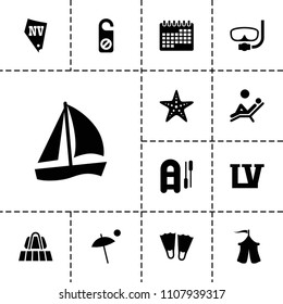 Vacation icon. collection of 13 vacation filled icons such as luggage belt, vegas, do not disturb, flippers, inflatable boat. editable vacation icons for web and mobile.