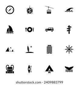 Vacation icon - Expand to any size - Change to any colour. Perfect Flat Vector Contains such Icons as boat, sail, surf, yacht, windsurf, compass, vacation, cruise, travel, tent, beach, camping, sea