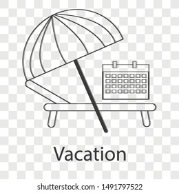 Vacation icon on transparency background. Line vector illustration for website.