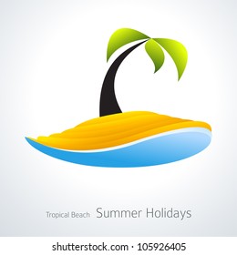 Vacation Icon. Palm Tree Tropical Island Creative Icon