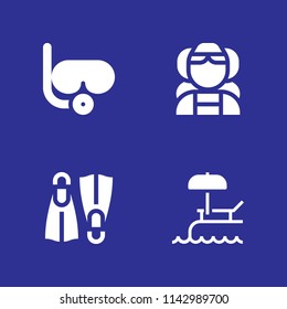 vacation icon set. flippers, swimming pool and dutch vector icon for graphic design and web