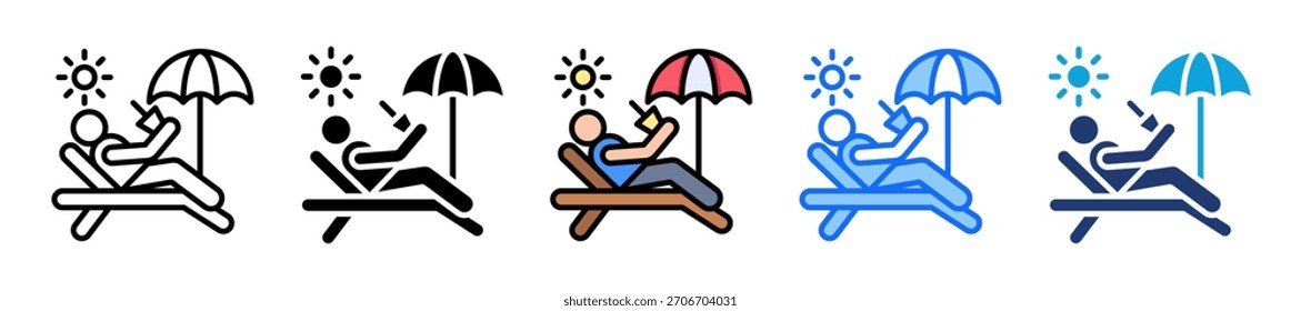 Vacation Icon Set Multiple Style Collection Vector Illustration
