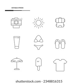 Diseño de vectores de conjunto de iconos de vacaciones.