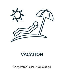 Icono de vacaciones. Símbolo de vacaciones de elemento de línea simple para plantillas, diseño web e infografías