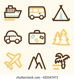 Vacation icon, transport vector web sign.  Trip icon flat. Design mobile icon, vector pictogram. Tour infographics symbols.