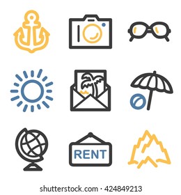 Vacation icon, transport vector web sign.  Trip icon flat. Design mobile icon, vector pictogram. Tour infographics symbols.