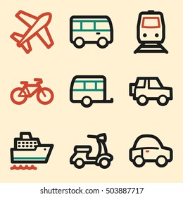 Icono de vacaciones, símbolo de la web del vector de transporte.  Icono de viaje móvil. Símbolos de infografía.