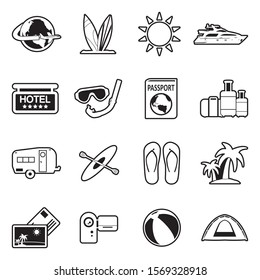 Vacation Icons. Line With Fill Design. Vector Illustration.