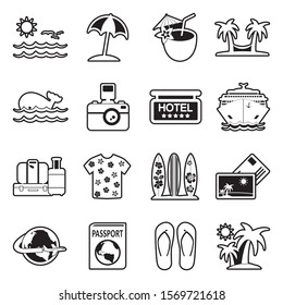 Vacation Icons. Line With Fill Design. Vector Illustration.