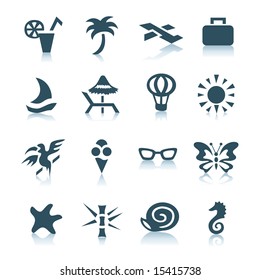 Vacation icons on white background