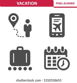 Vacation Icons. Professional, pixel perfect icons, EPS 10 format.