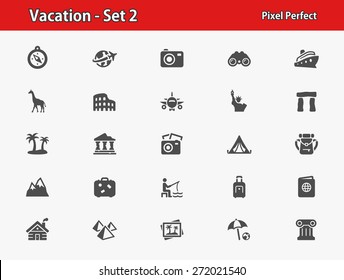 Vacation Icons. Professional, pixel perfect icons optimized for both large and small resolutions. EPS 8 format.