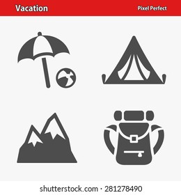 Vacation Icons. Professional, pixel perfect icons optimized for both large and small resolutions. EPS 8 format.