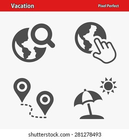 Vacation Icons. Professional, pixel perfect icons optimized for both large and small resolutions. EPS 8 format.