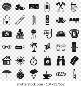 Vacation icons set. Simple style of 36 vacation vector icons for web for any design