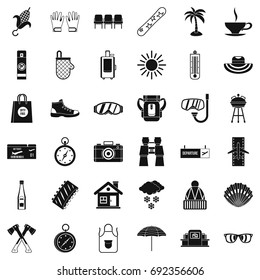 Vacation icons set. Simple style of 36 vacation vector icons for web isolated on white background