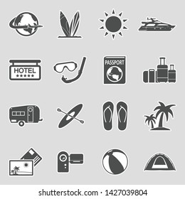 Vacation Icons. Sticker Design. Vector Illustration.