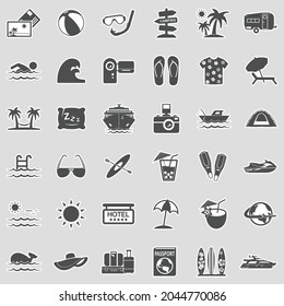 Vacation Icons. Sticker Design. Vector Illustration.