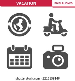 Vacation Icons. Tourism, Travel. Professional, pixel perfect icons, EPS 10 format.