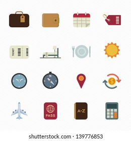 Vacation Icons and Travel Icons with White Background