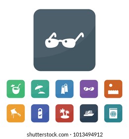 Vacation icons. vector collection filled vacation icons such as need cleaning, sea, cruise ship, sunglasses, coconut cocktail, kite, island, passport, beach umbrella