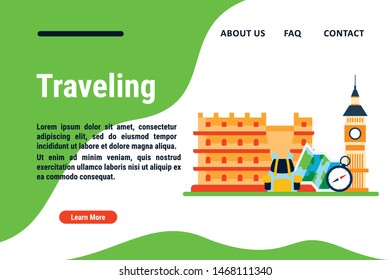 Vacation Illustration Design Vector for Web Page Design