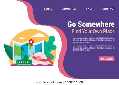 Vacation Illustration Design Vector for Web Page Design