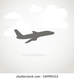 Vacation illustration. Jet with clouds