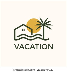 vector del logo de la casa de vacaciones y lago