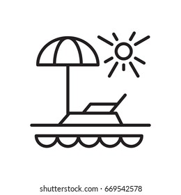 Vacation line icon, outline vector sign, linear style pictogram isolated on white. Beach, paradise symbol, logo illustration. Editable stroke. Pixel perfect graphics