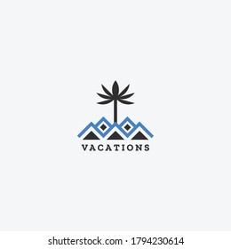 vacation logo design concept with some palm vectoring with simple, modern and unique styles