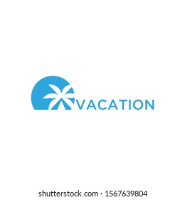 Vacation Logo Design Template Green Palm Stock Vector (Royalty Free ...