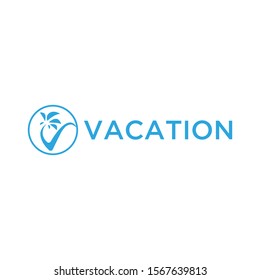 Vacation Logo Design Template Green Palm Stock Vector (Royalty Free ...