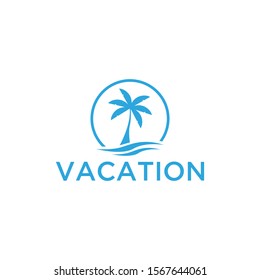 Vacation Logo Design Template Green Palm Stock Vector (Royalty Free ...