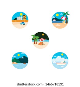 Vacation Logo and Icon Design Vector
