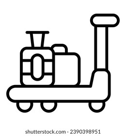 Vacation luggage trolley icon outline vector. Suitcase cart. Bag carry